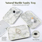 Karibiber Luxury Marble Vanity Tray, Bathroom Tray Countertop, Bianco Marble/Stone, Home Decorative Dresser Organizer, Storage for Kitchen Sink, Perfume Jewelry Holder(Green&White) - Image 2