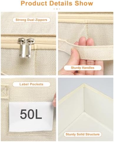 punemi Sturdy Under Bed Wedding Dress Storage Box, 3Pack, Beige - Image 6