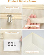 punemi Sturdy Under Bed Wedding Dress Storage Box, 3Pack, Beige - Image 6