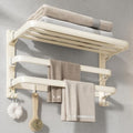 VOLDRA Towel Racks for Bathroom, 24-Inch Towel Shelf with 2 Towel Bar Foldable Towel Holder with 7 Hooks Towel Storage Organizer for Bathroom & Lavatory Wall Mounted(Milky White) by VOLDRA