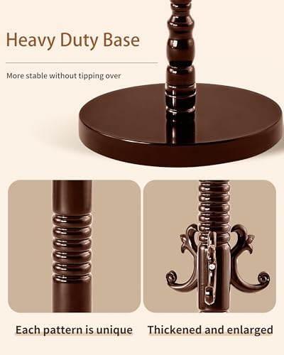 Wooden Coat Rack Freestanding, Solid Wood Coat Rack Stand with 14 Hooks, Vintage Heavy Duty Standing Coat, Sturdy Jacket Hanger Tree Stand for Corner, Office, Entryway - Image 3