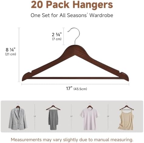 StorageWorks Wooden Coat Hangers, 20 Pack Wood Clothes Hanger for Closet - Image 2