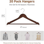 StorageWorks Wooden Coat Hangers, 20 Pack Wood Clothes Hanger for Closet - Image 2