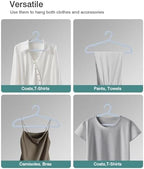 ABHENG 100 Pack Clothes Hangers, Non Slip Plastic Coat Hangers, Space Saving, Heavy Duty, Hanging Dry Wet Clothes, 16.4" x 8.3", Light Blue, UAPY05100L - Image 7