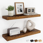 Dreamland 24Inch Floating Shelves for Wall, Rustic Wooden Floating Shelves for Bathroom|Bedroom|Kitchen, 2 Pack Deep Wall Mounted Book Shelf, Wood Storage Display Shelf for Home Decor, Brown by Dreamland