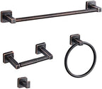 Bathroom Hardware Set 4 Pieces,Oil Rubbed Bronze Towel Bar Set Stainless Steel Wall Mounted, Includes 16In Hand Towel Bar, Towel Ring, Robe Towel Hooks,Toilet Paper Holder, Bathroom Towel Rack Set by bluebyrne