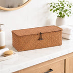 2Pcs Wicker Storage Basket with Lid, Toilet Tank Basket with Lid, Decorative Seagrass Storage Baskets for Shelf Bathroom Toilet Table - Image 7
