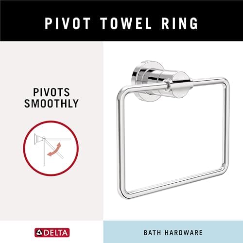 Delta 4-Piece Polished Chrome Bathroom Set Towel Rack, Ring, Toilet Paper Holder, Hook | Nicoli Bath Accessories - Image 2