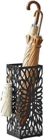 SONGMICS Umbrella Stand, Steel Square, Detachable Drip Tray, 4 Hooks by SONGMICSbySONGMICSHOME