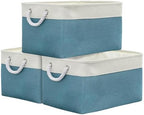 TheWarmHome Storage Baskets for Organizing - Extra Large 3 Pack 17x14x10 inch Storage Bins for Shelves Closet Nursery Bathroom Bedroom Baby Clothes Dog Toy Home Organization (White & Green) by TheWarmHome