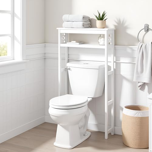 Alaterre Derby Over the Toilet Storage Shelf, White, 27”W x 8”D x 44”H - Image 2