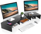 FITUEYES Dual Monitor Stand Riser, Adjustable Length and Angle, Black by FITUEYES