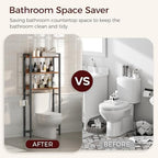 MAHANCRIS Over The Toilet Storage Rack, 3 Tier Bathroom Organizer Over Toilet, Freestanding Space Saver Toilet Stand with 2 Hooks, Bathroom Storage Shelf, Easy to Assemble, Rustic Brown TSHR6001 - Image 6