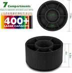 Bamboo Rotating Pencil Holder for Desk, Desk Organizer with 7 Compartments - Image 2