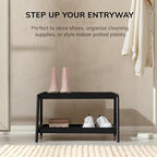 Anji Mountain Heavy Duty Waterproof Wooden Shoe Storage Mat Organizer/Boot Storage Tray Multi Use for Entryway with Coir, Black and Ivory Insert, 2 Tier, Fits 4 Pair (26.5" Wide) - Image 2