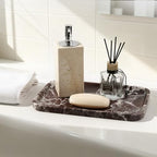 Marble Vanity Tray, 11.8in Stone Bathroom Tray for Countertop, Red Decorative Tray for Dresser Organizer, Luxury Serving Tray for Kitchen, Storage Dish for Kitchen Sink, Perfume, Jewelry Holder - Image 4