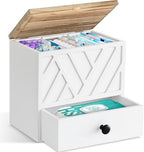 Tampon Holder for Bathroom Decor, Feminine Product Organizer with Lid and Drawer, Shark Week Tampon Storage, Wood Pad and Tampon Organizer for Toilet Organizer, Bathroom Accessories Box for Girl Stuff by Jorkol