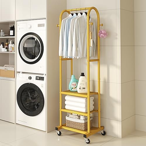 Dttwacoyh Clothing Rack with Wheels,Narrow Metal Garment Rack,Gold - Image 5