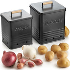 Beautiful Potato and Onion Storage Container Set - Food Safe Metal Bins by ZICOTO