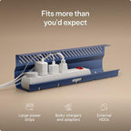 Desktronic Cable Duct Desk Blue Set of 2 - Stainless Steel Cable Management Desk Cable Duct with 5 Cable Cut-Outs - Easy to Install Cable Organiser - Cable Holder - Image 3