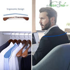 Nature Smile Luxury Wooden Suit Hangers 6 Pack Wood Coat Hangers Jacket Outerwear Shirt Hangers,with Extra-Wide Shoulder, 360 Degree Swivel Hooks & Anti-Slip Bar with Screw(Retro Color) - Image 6