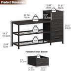 EXOTICA Industrial Shoe Storage Bench with 4 Drawers & Seat, Black - Image 2