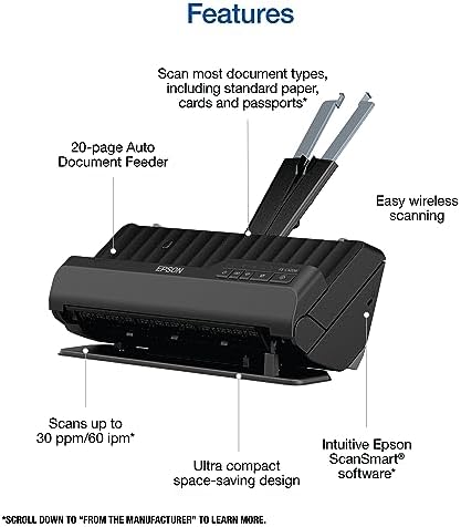 Epson Workforce ES-C320W Wireless Compact Document Scanner Duplex 20-pg ADF - Image 5