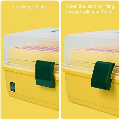 Creahaus 13 inch Art Craft Organizer Storage Box with 3 Layer, Multipurpose Plastic Tool Box with Handle for Sewing, Art Supply, Medicine, Nail, Hair Accessories (Yellow) - Image 5