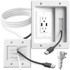 in-Wall Cable Management Kit, Recessed TV Outlet Box with Dual AC + 2 USB Ports, 9ft Power Cord, Wall Cable Hider Pass Through, TV Cord Concealer for Wall Mounted TV, Home Theater by Unknown