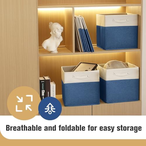 FinishingBo 13x13x13 Storage Cube Bins 4 Pack, Cube Shelf Baskets - Image 2