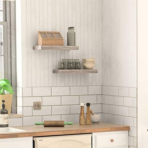 HOOBRO Floating Shelves for Wall, Wall Mounted Shelf Set of 2, 15.7" Hanging Shelf with Invisible Brackets, for Wall Decor Storage in Bathroom Bedroom Kitchen Living Room Office, Greige BG40BJ01 - Image 6