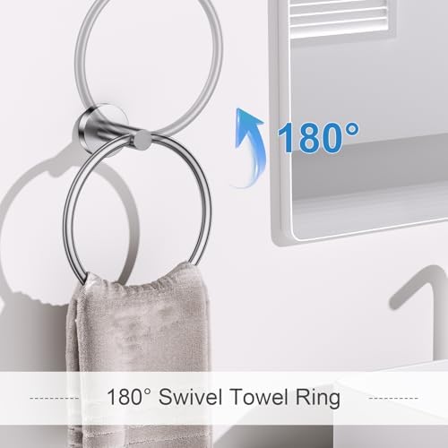 Brushed Nickel Bathroom Hardware Set, 5 Pieces Towel Bar Bathroom Accessories, Upgraded Toilet Paper Holder with Shelf Set, 23.6 Inch Towel Rack Towel Holder for Bathroom Wall - Image 4