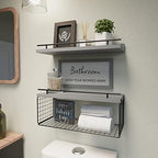 WOPITUES Floating Shelves for Bathroom Decor Art, Modern Grey - Image 2