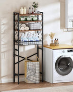 CHOEZON Over The Toilet Storage Rack, 4-Tier Bathroom Organizer Shelf, Over Toilet Storage with Wire Basket and Toilet Paper Holder, Adjustable Shelves, for Bathroom, Rustic Brown and Black TTS03BF - Image 3