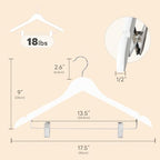 HOUSE DAY Wooden Hangers with Clips 24 Pack, Suit and Pants Hangers, White - Image 3