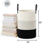 VIPOSCO 72L Tall Woven Laundry Basket Hamper, White Black - Image 5