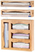 6-in-1 Bamboo Kitchen Drawer Organizer for Storage Bag, Foil & Plastic Wrap by Pollilar