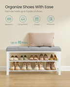 SONGMICS Shoe Bench, Storage Bench, Entryway Bench with Cushion - Image 5