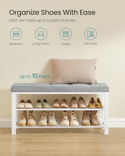 SONGMICS Shoe Bench, Storage Bench, Entryway Bench with Cushion - Image 5