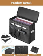 Qozary 2 Pack File Folder Organizer Box-Hanging File Tote Bag With Lids, Collapsible Portable Filing Organizer Box With Handle, Document Storage Bag For Office,Home,Travel, School - Image 2