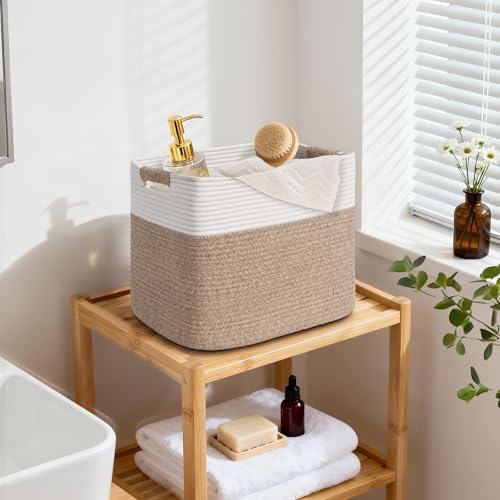 15×13 Inch Storage Cubes, 3 Pack Cube Storage Bins for Organizing, Cotton Rope Woven Baskets for Shelves, Bathroom, Kids Room, Closets, Baby Nursery - Image 3