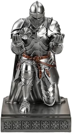 Medieval Armored Knight Pen Holder Figurine Paperweight Phone Stand Silver - Image 4
