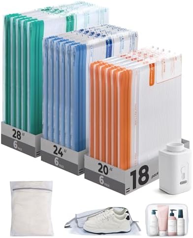 BAGSMART Travel Vacuum Bags with Rechargeable Electric Pump, 21PC Kit by BAGSMART