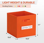 Fabric storage cubes (8 Pack) 11 Inch Cube Storage Bin, cube organizer bins with 8 Labels Window Cards & a Pen, Foldable cube organizer bins and Storage Box, Orange - Image 2