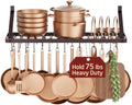 KES 75lb High-Capacity Oil Bronze Pot Rack Wall Mounted with Pot Lid Holder by KES