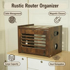 Wooden Router Box with Cable Management, WiFi Modem Organizer Shelf - Image 4