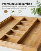 Expandable Bamboo Silverware Drawer Organizer, 5-7 Compartments - Image 6