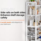 Over-The-Toilet Storage Rack, 4-Tier Bathroom Organizer Shelf Over Toilet with Adjustable Shelf and Basket, Freestanding Space Saver Bathroom Shelves Above Toilet for Room (Pure White) - Image 3