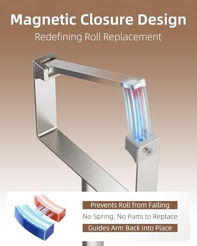 RUACQ Toilet Paper Holder Stand with Weighted Base, Brushed Nickel, 1 Pack - Image 3