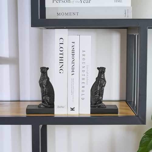 Black Cheetah Book Ends, Decorative Leopard Bookends for Shelves - Image 6